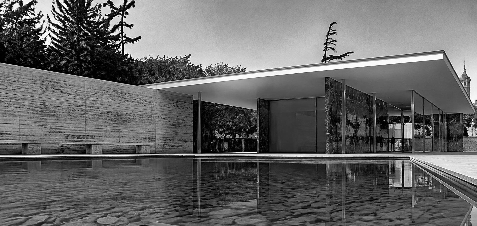 Pabellón de Barcelona de Mies van der Rohe en blanco y negro